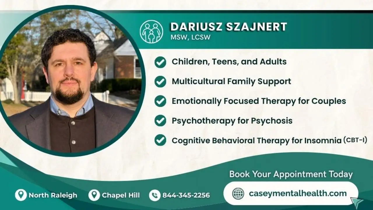 Dariusz Szajnert, mental health provider offering individual and couples therapy in Raleigh and Chapel Hill, NC